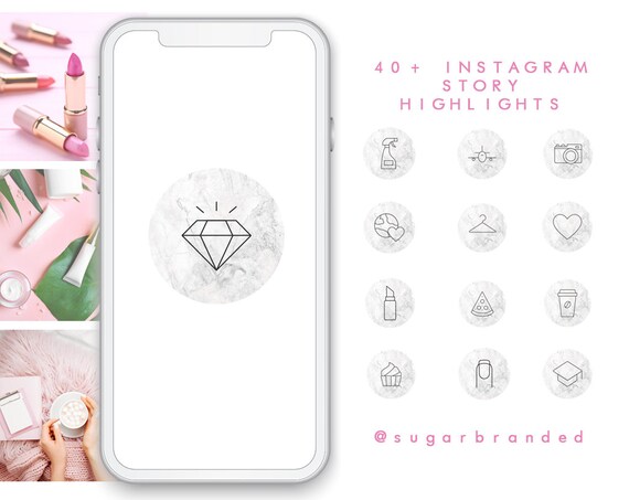 40 Instagram Highlight Covers Marble Etsy