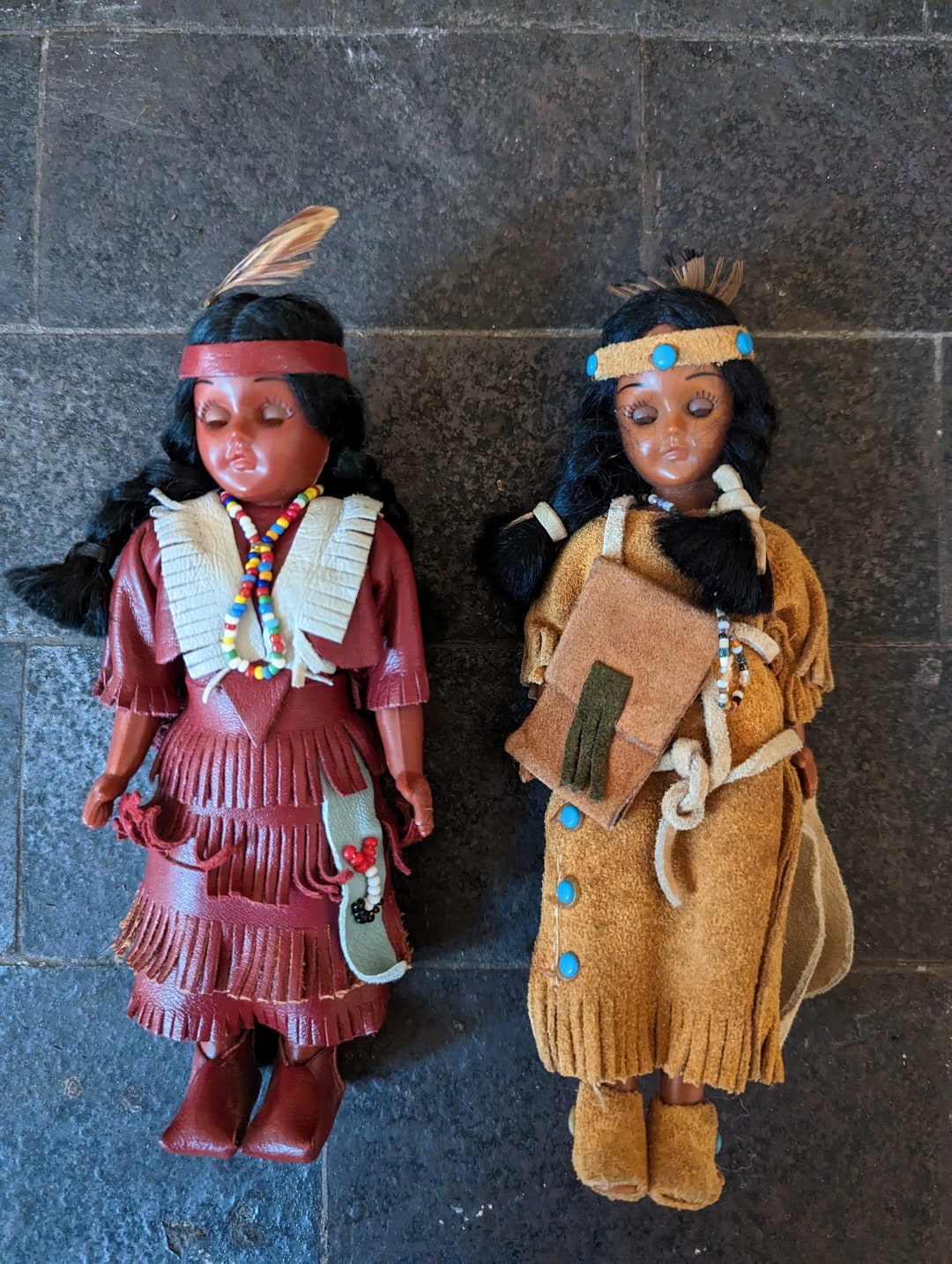 Set of Vintage Native American Dolls in Leather Clothes Etsy