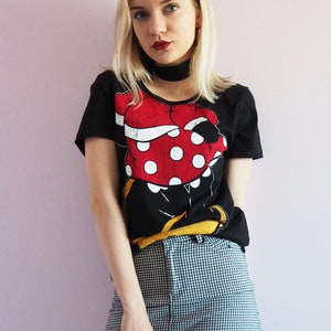 T-shirt nera stampa cartone animato, T-shirt Vintage Retro Y2K grunge Disney in nero, Abbigliamento donna vintage, abiti retrò, taglia M