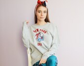Vintage grey sweatshirt, 90s oversized grey unisex collage sweater jumper Size M UK 8-12 Vintage woman clothing