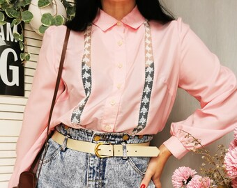 Vintage 80s Barbie pink Moms blouse shirt top