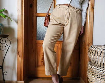 Vintage 90s beige minimalist denim ankle carrot pants jeans