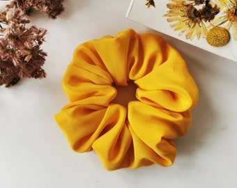 Handmade 100% Silk BIG yellow hair scrunchy