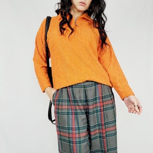 Jaren 90 oranje badstof minimalistisch kwart rits sweatshirt