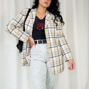 Checked Beige Blazer Etsy UK