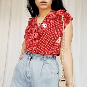 Polka dot ruffle shirt shop