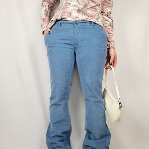 Vintage 90s blue corduroy low waist flare pants