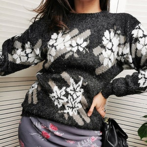 Maglia donna, Top maglione vintage anni &#39;80s con motivi geometrici