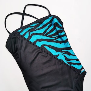 Black blue swimsuit, Vintage one piece, Vintage 90s black & blue one-piece swimsuit, 1990 clothing, Beach wear woman, S size