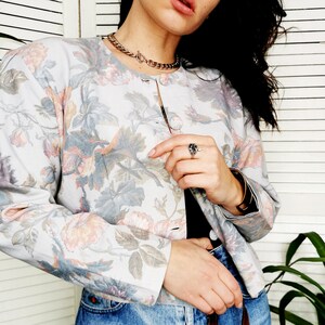 Vintage jacket for woman, Vintage 80s pastel floral print button blazer jacket, retro coats jackets