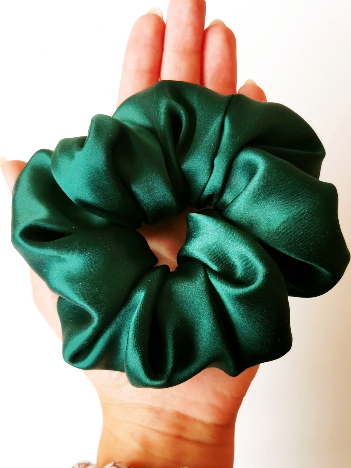 Silk Handmade BIG Emerald Green 100% SILK Hair Scrunchy - Etsy