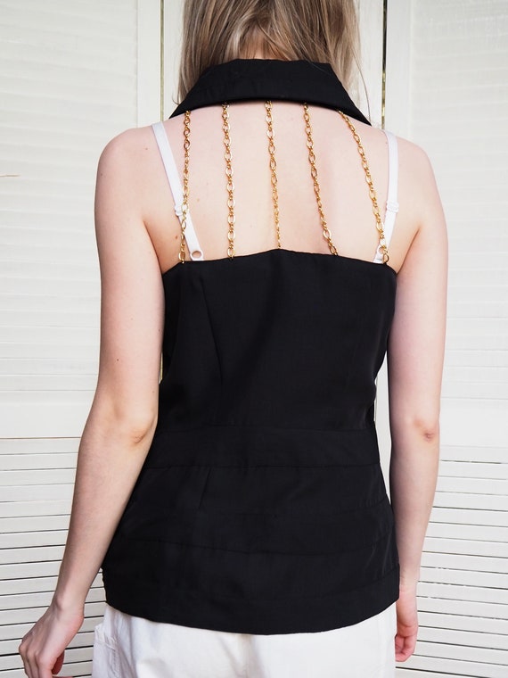 Vintage top for woman, Vintage 90s black zipped c… - image 5