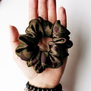 Handmade MEDIUM mahogany 100% SILK hair scrunchy