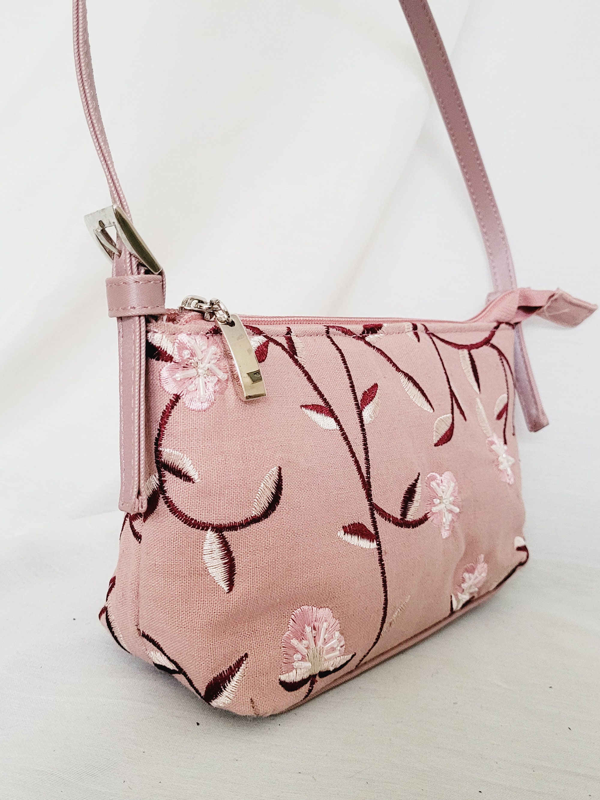 Sac à Main Brodé élégant Pour Femme, Style Vintage Asiatique Y2k Rose Poudré - Parfait Pour Soirée