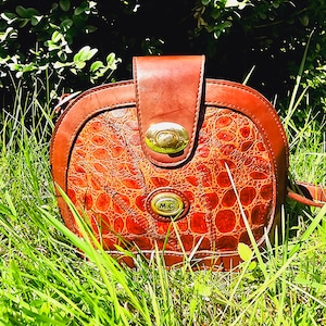 Vintage 90s brown leather patchwork crossbody purse bag