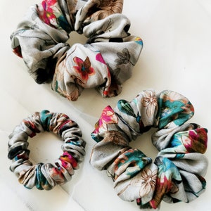Handmade 3 pieces 100% SILK hair Scrunchies set