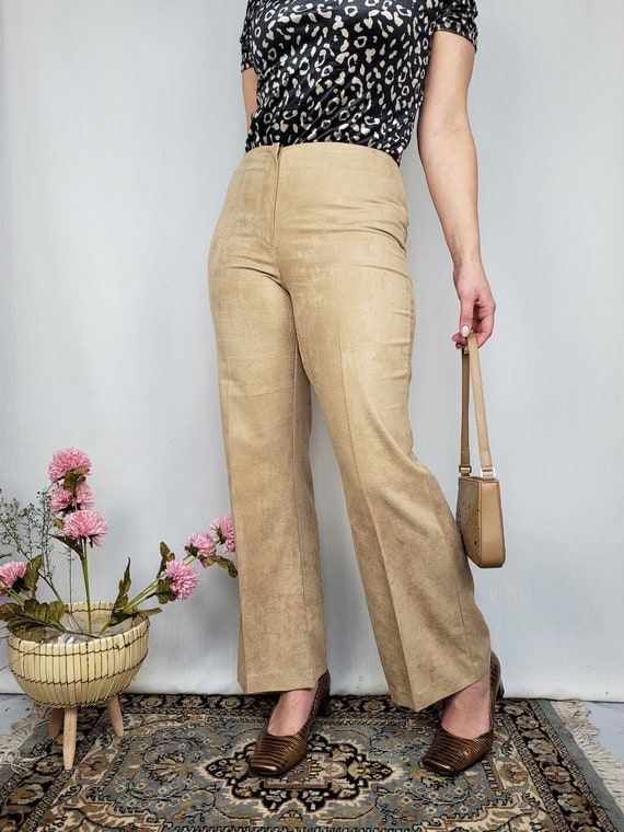 Vintage trousers pants, Vintage 90s camel brown f… - image 2
