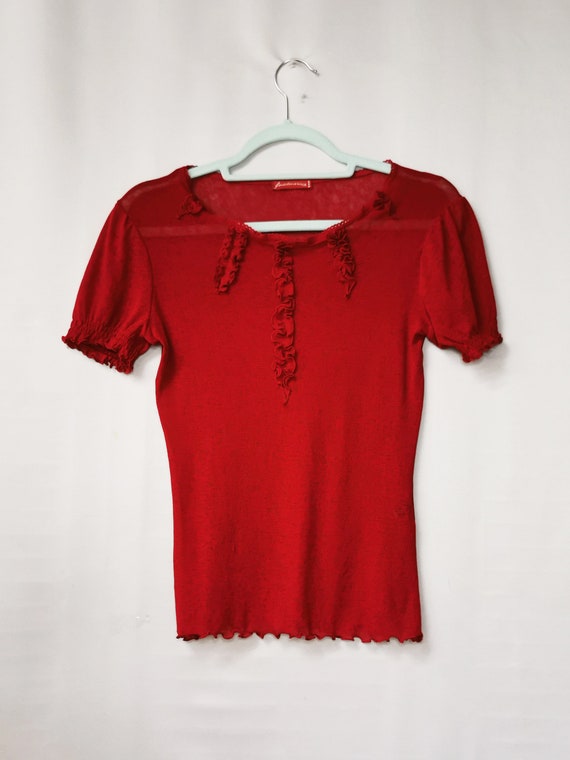 Vintage top for woman, Vintage 90s 00s sheer mesh… - image 4