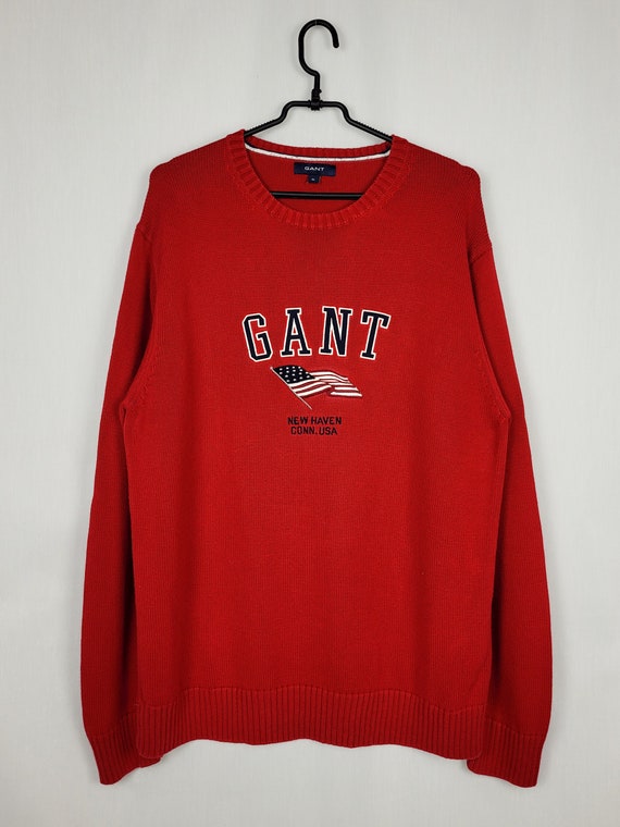 Vintage 90s GANT red logo print oversized jumper … - image 5