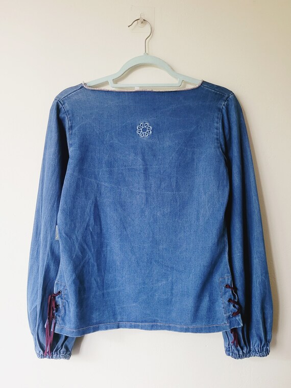 NINE9U sweat×denim balloon-sleeve Tops NINE9U sweat×denim balloon-sleeve Tops