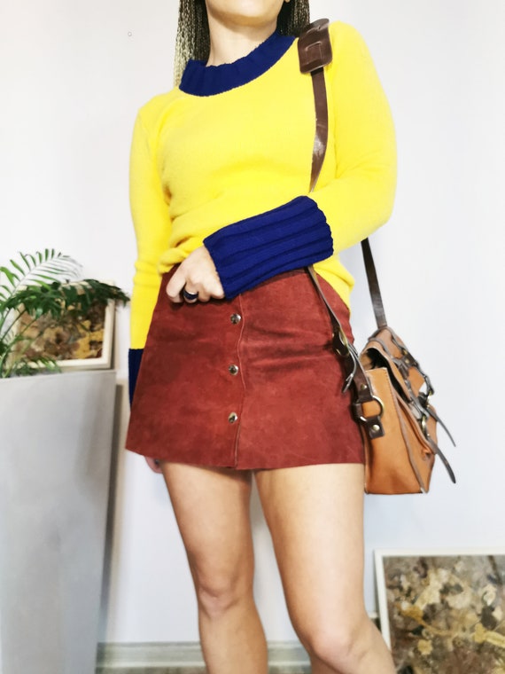 Women sweater, Vintage 80s minimalist color block… - image 4