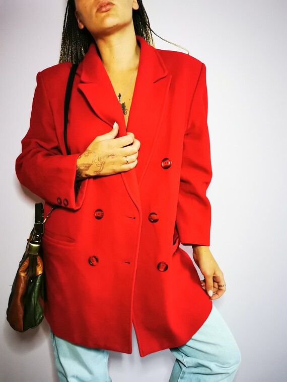 Vintage 90s red minimalist oversize partly woolen