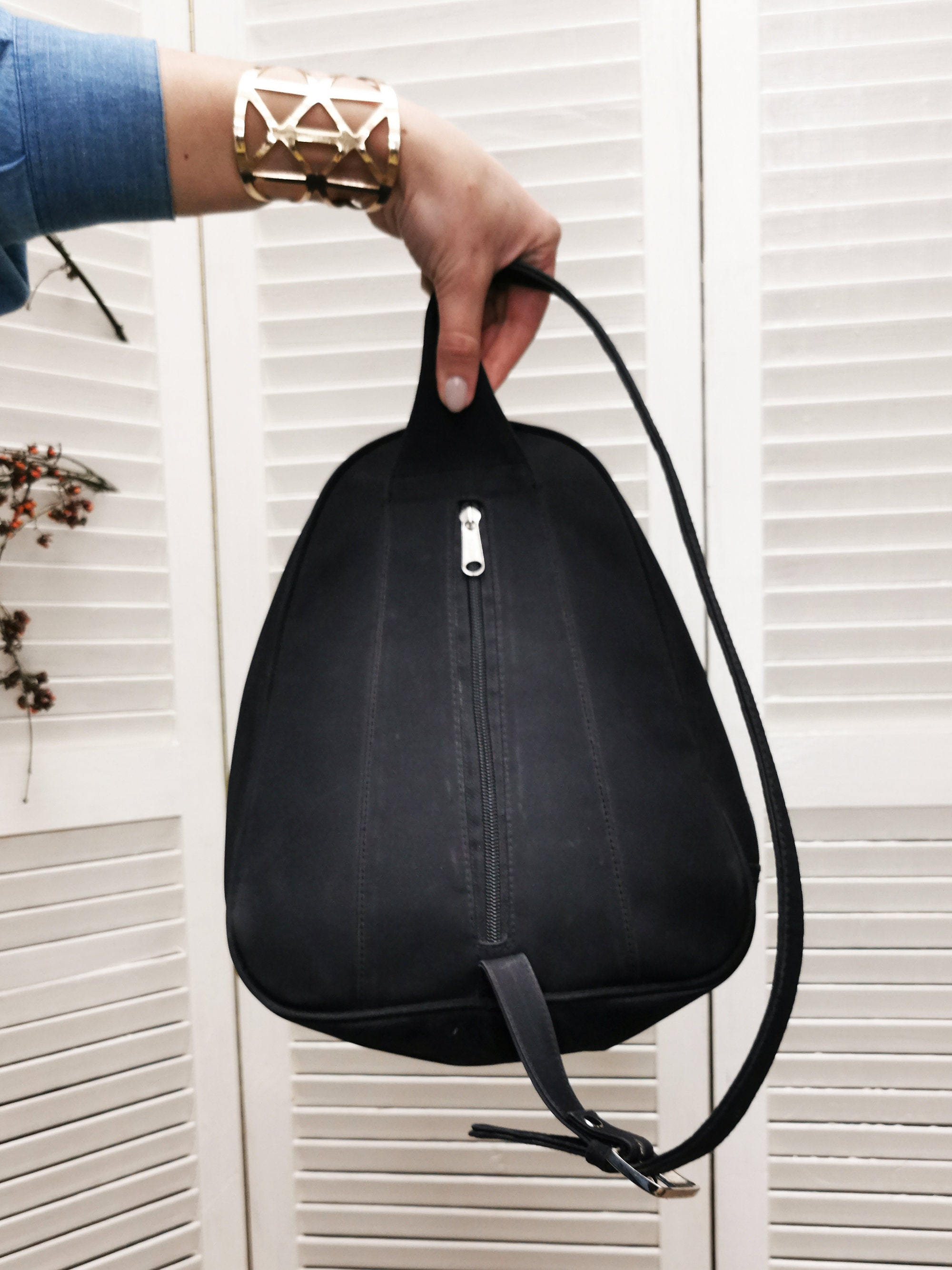 One Shoulder Retro Backpack, Vintage 90s One Shoulder Black 