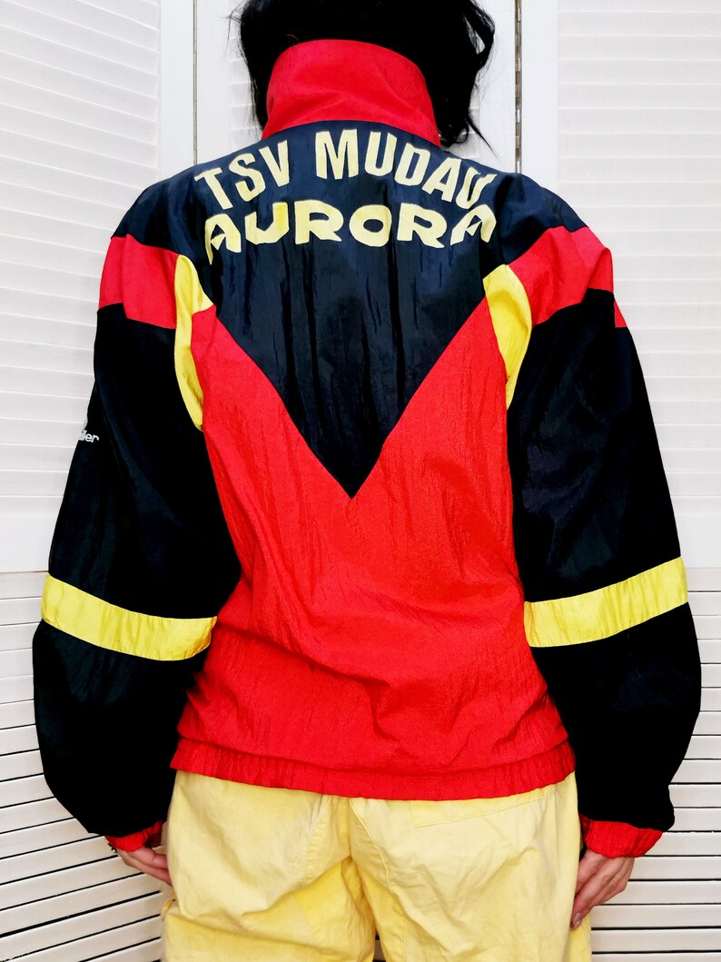 Vintage 80s color block shell unisex bomber jacket