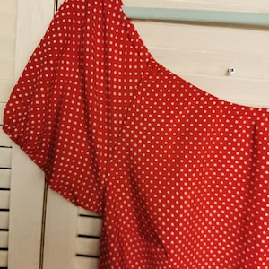 Minimalist Dotted Summer Dress, Vintage 80s Red Polka Dot Midi Summer ...