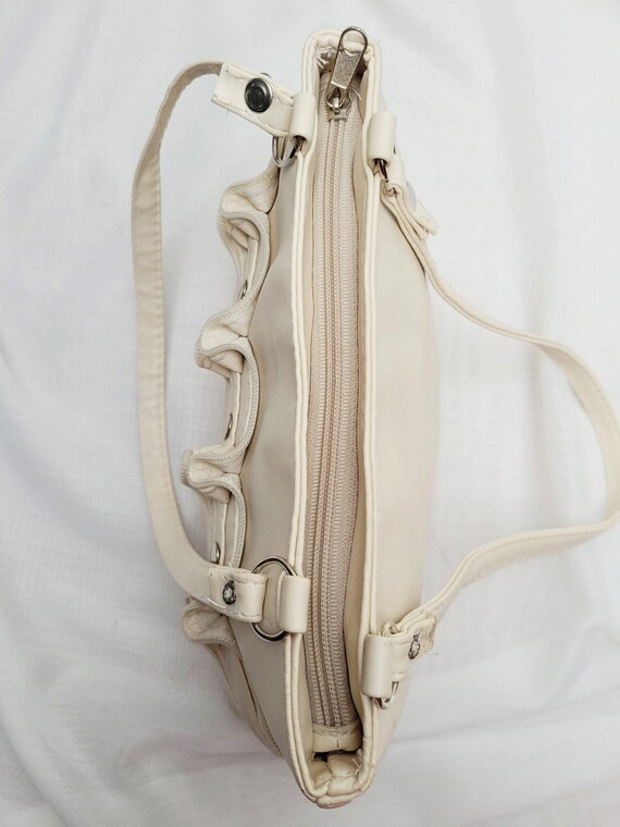 90s Retro Cream White Ruffle Decorated Shoulder Bag Purse Etsy Ireland