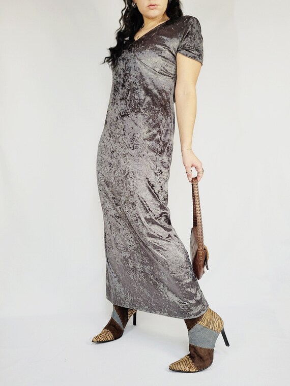 slim fit dress slacks blio Mini Dress in Grey Shimmer , Asymmetric
