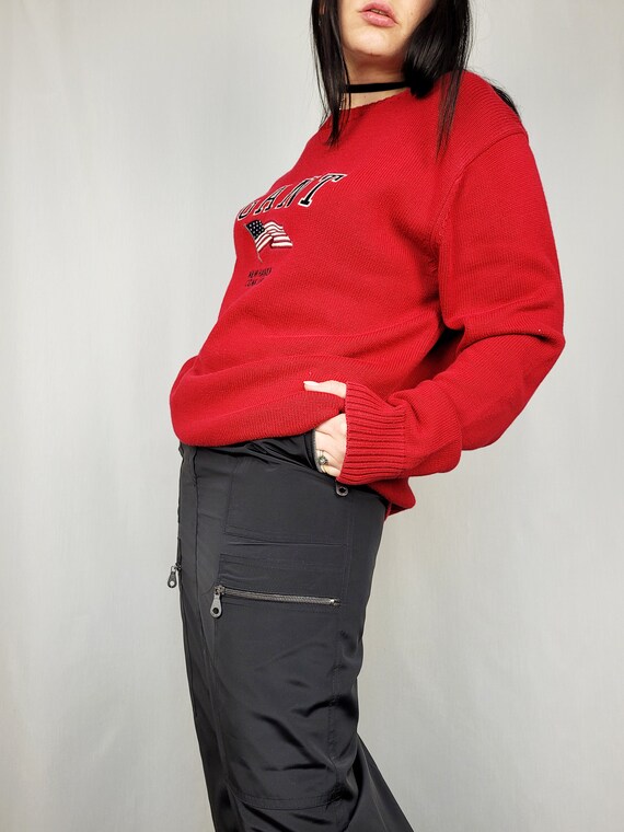 Vintage 90s GANT red logo print oversized jumper … - image 4
