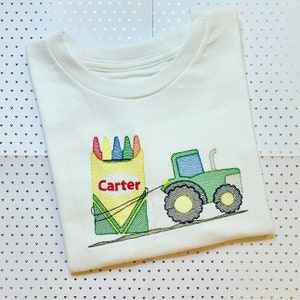 Boy’s Back to School Shirt | Tractor and Crayon School Shirt