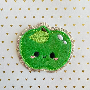 Apple Patch with Silver Glitter | Teacher Patch