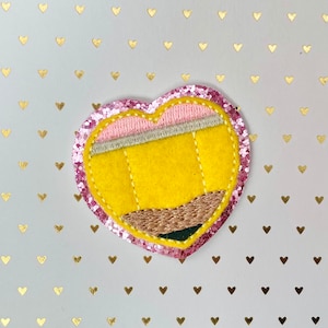 Teacher Glitter Pencil Patch | Adhesive patch | Iron on School patch