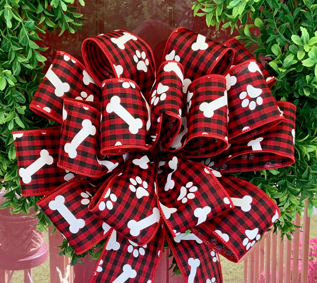 Free Shipping Large Handmade Bow, Best Dog Bone Bow, Wreath Bow With