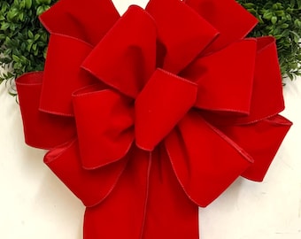 Extra Large Red Velvet Wreath Bow, 16 inch Red Velvet Bow Using , 4” Ribbon, Christmas Wreath Bow, Christmas Decor