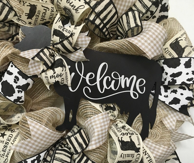 Best Farmhouse Wreath Front Door Wreath Cow Welcome Wreath Welcome Wreath Summer Wreath Cow