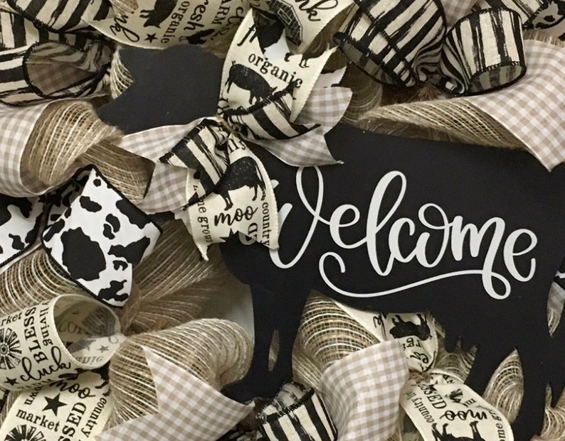 Best Farmhouse Wreath Front Door Wreath Cow Welcome Wreath Welcome Wreath Summer Wreath Cow
