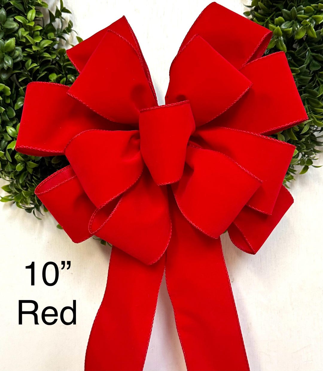 10 Inch Red Velvet Christmas Bow, Small Wreath Bow, Indoor Outdoor ...