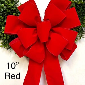Free Shipping - 10 inch Red Velvet Christmas Bow, Small Wreath Bow, Indoor Outdoor Ribbon