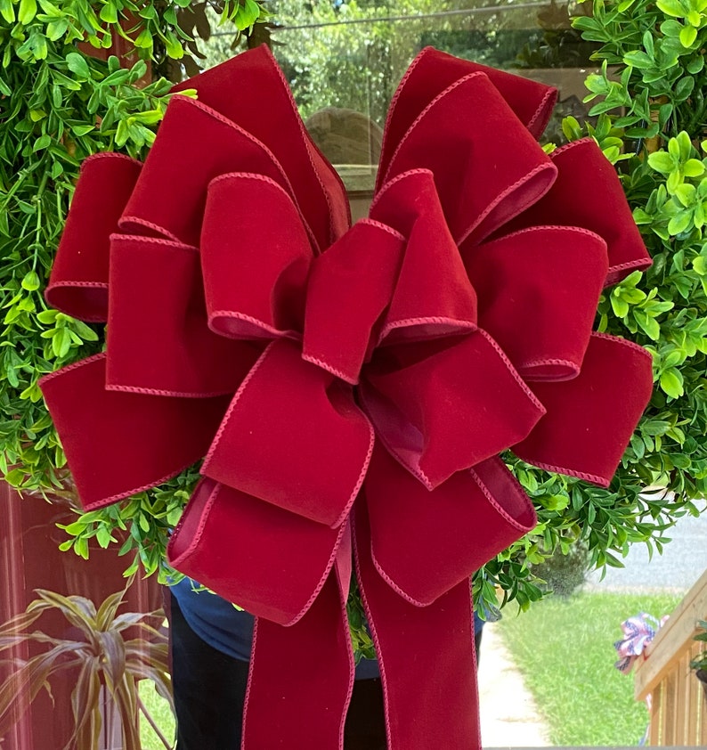 Free Shipping Deluxe Burgundy Velvet Wreath Bow Burgundy Etsy