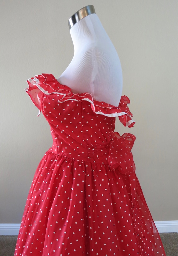 Red Polkadot Gunne Sax Gown, vintage prom dress - image 10