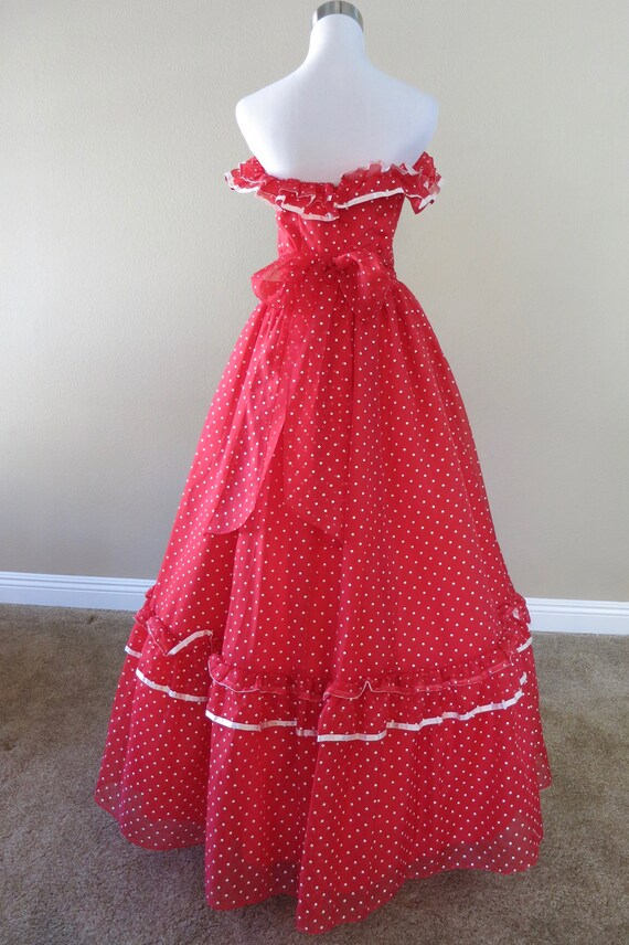 Red Polkadot Gunne Sax Gown, vintage prom dress - image 5