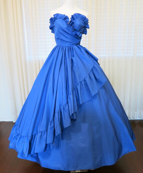 Vintage Mike Benet Sleeveless Blue Ball Gown (wai… - image 3