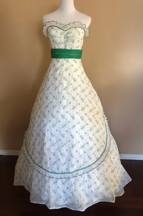 Vintage Prom Dress, Garden Party Dress (waist - 2… - image 4