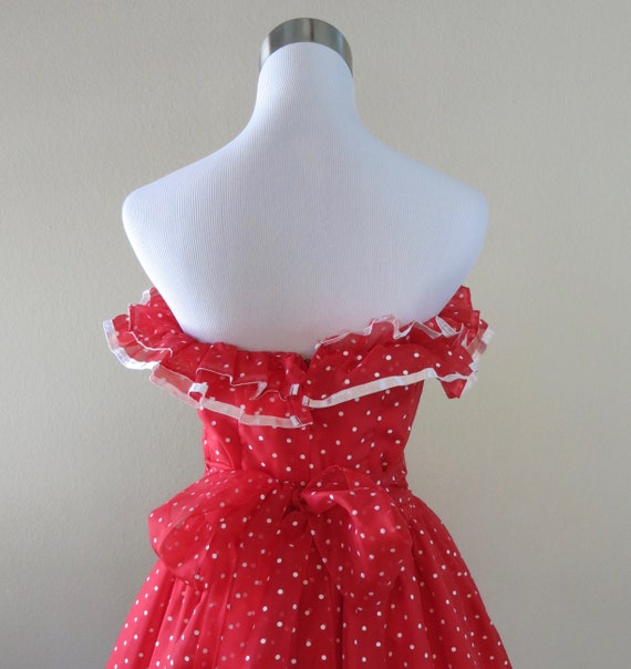 Red Polkadot Gunne Sax Gown, vintage prom dress - image 9