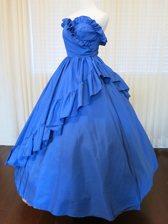 Vintage Mike Benet Sleeveless Blue Ball Gown (wai… - image 2