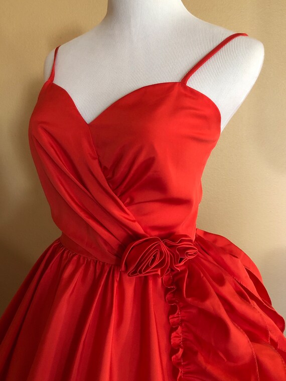 Red Ruffled Gown (waist - 25.5") - image 8