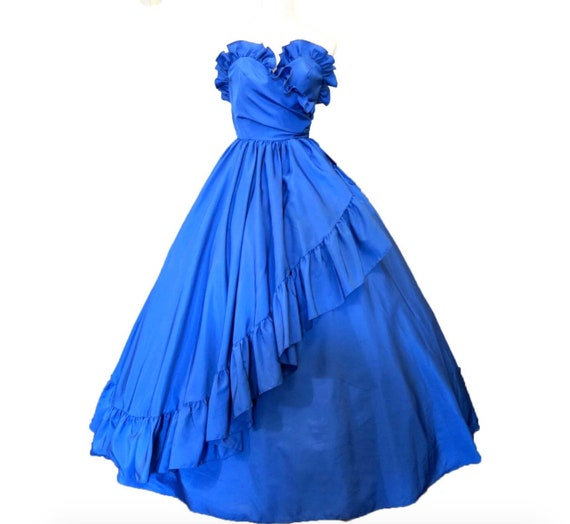 Vintage Mike Benet Sleeveless Blue Ball Gown (wai… - image 1